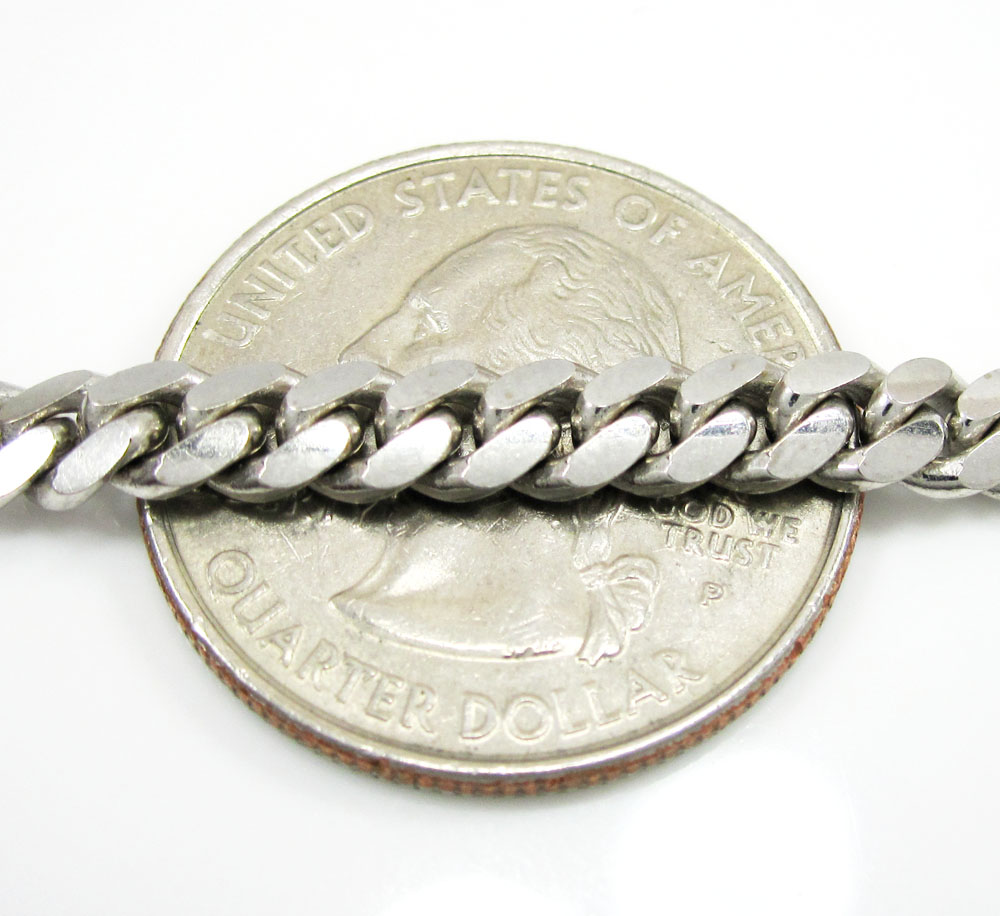 10k white gold solid miami bracelet 8.50 inch 5mm 