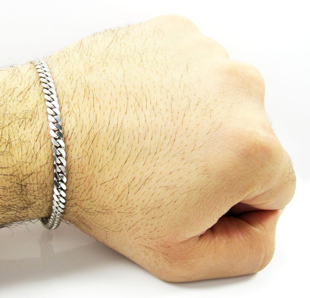 10k white gold solid miami bracelet 8.50 inch 5mm  - Image 5