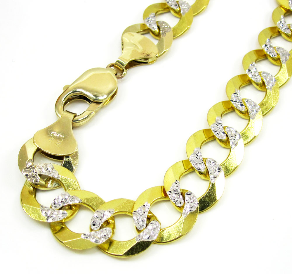 10k yellow gold diamond cut cuban bracelet 8.75 inch 12.50mm 