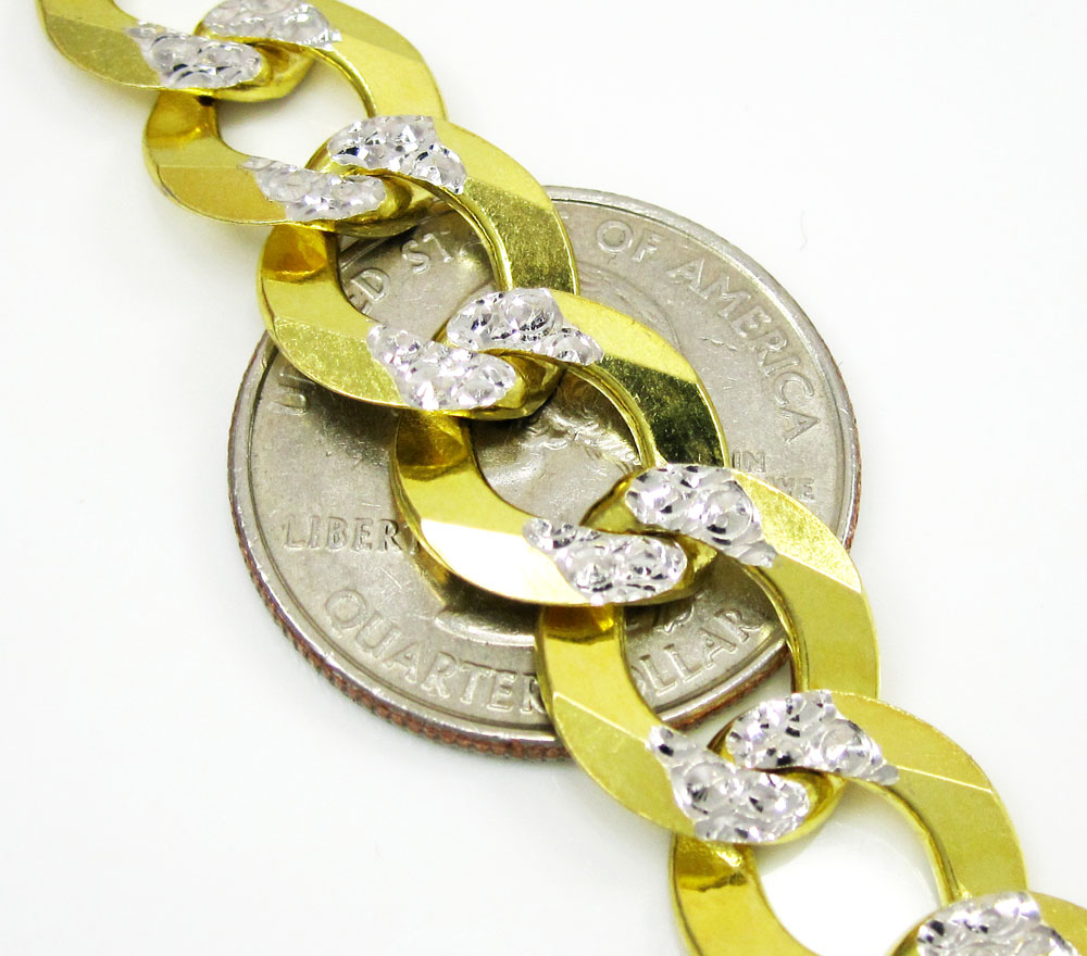 10k yellow gold diamond cut cuban bracelet 8.75 inch 12.50mm - Image 3