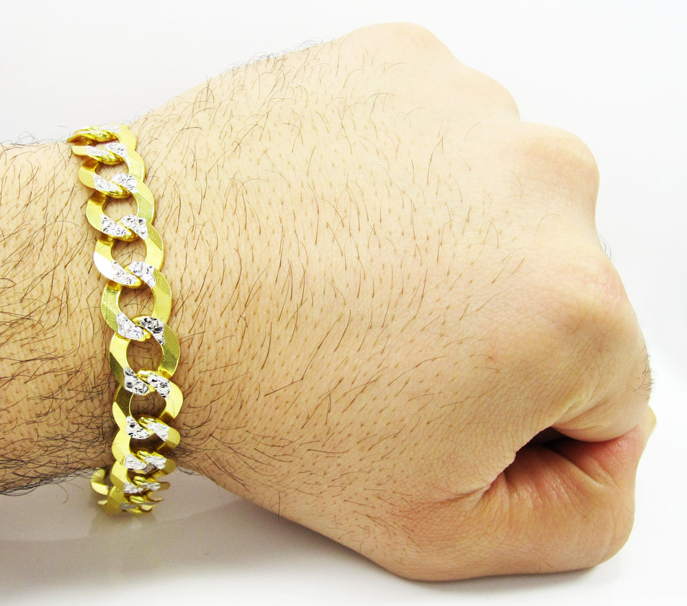 10k yellow gold diamond cut cuban bracelet 8.75 inch 12.50mm 