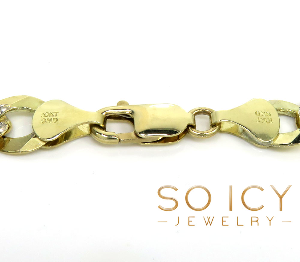 10k yellow gold diamond cut cuban bracelet 9 inch 9.80mm  - Image 4