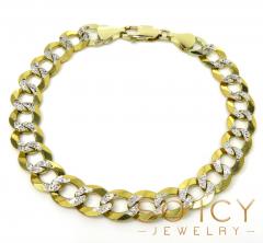 10k yellow gold diamond cut cuban bracelet 9 inch 9.80mm 
