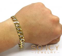 10k yellow gold diamond cut cuban bracelet 9 inch 9.80mm 