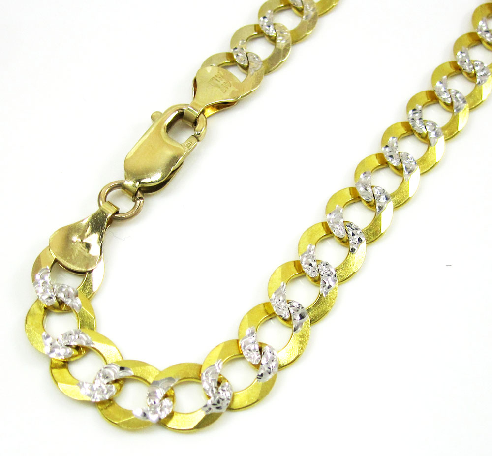 10k yellow gold diamond cut cuban bracelet 8.25 inch 7.25mm  - Image 2
