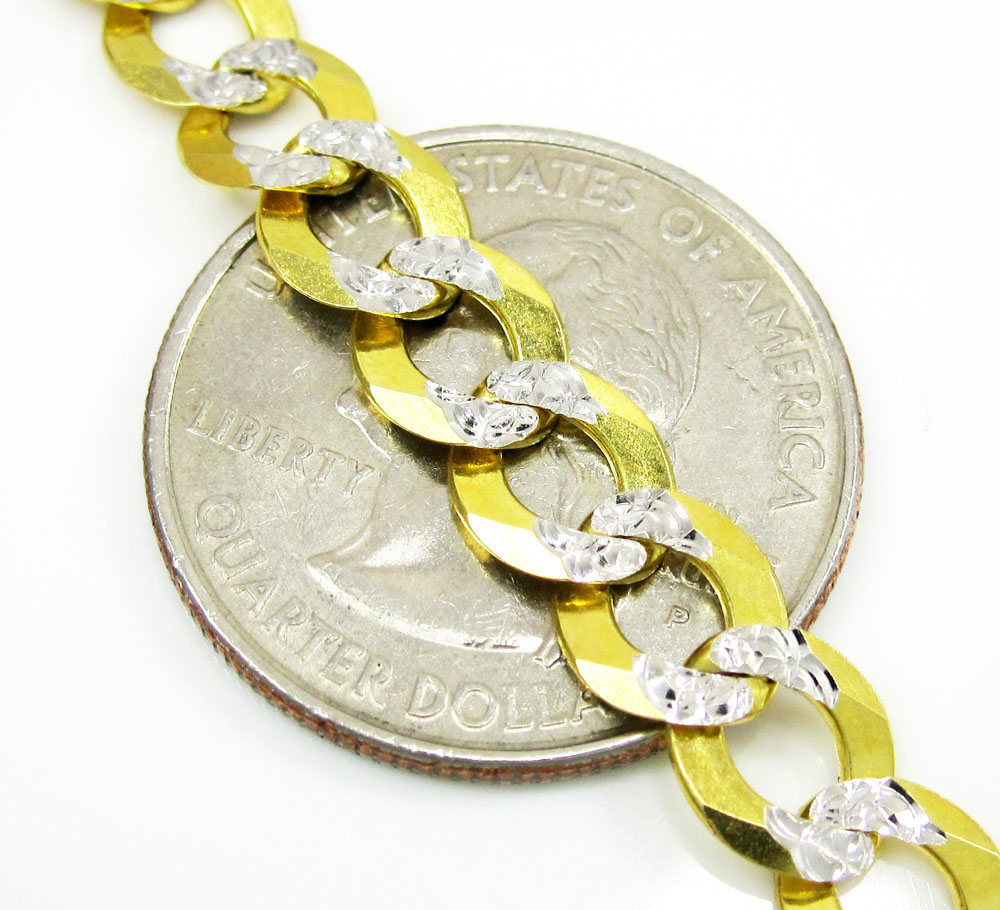 10k yellow gold diamond cut cuban bracelet 8.25 inch 7.25mm  - Image 3