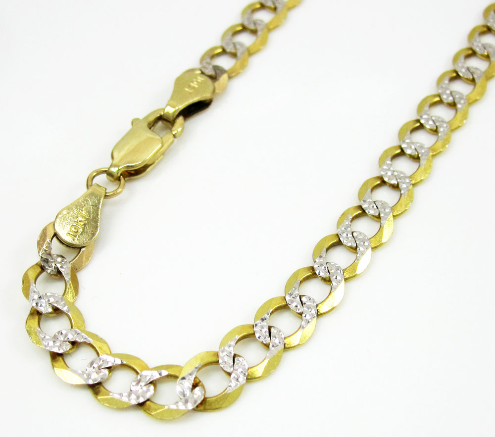 10k yellow gold diamond cut cuban bracelet 8 inch 5mm - Image 2