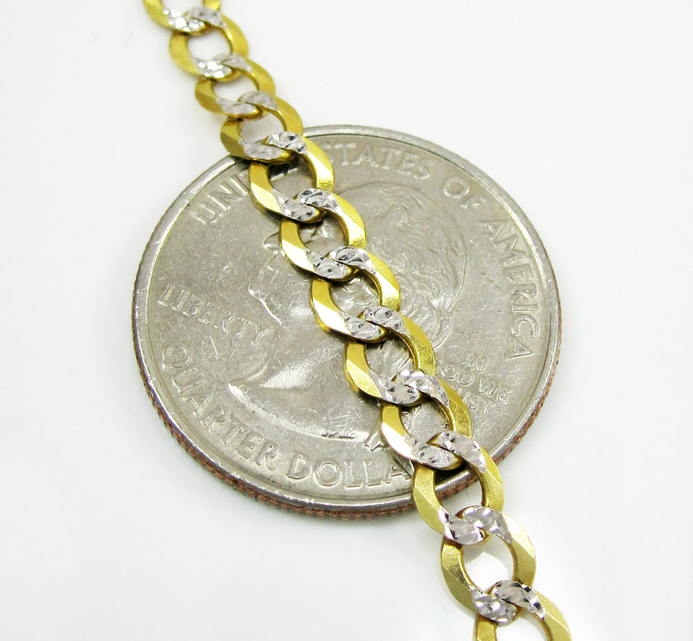 10k yellow gold diamond cut cuban bracelet 8 inch 5mm 