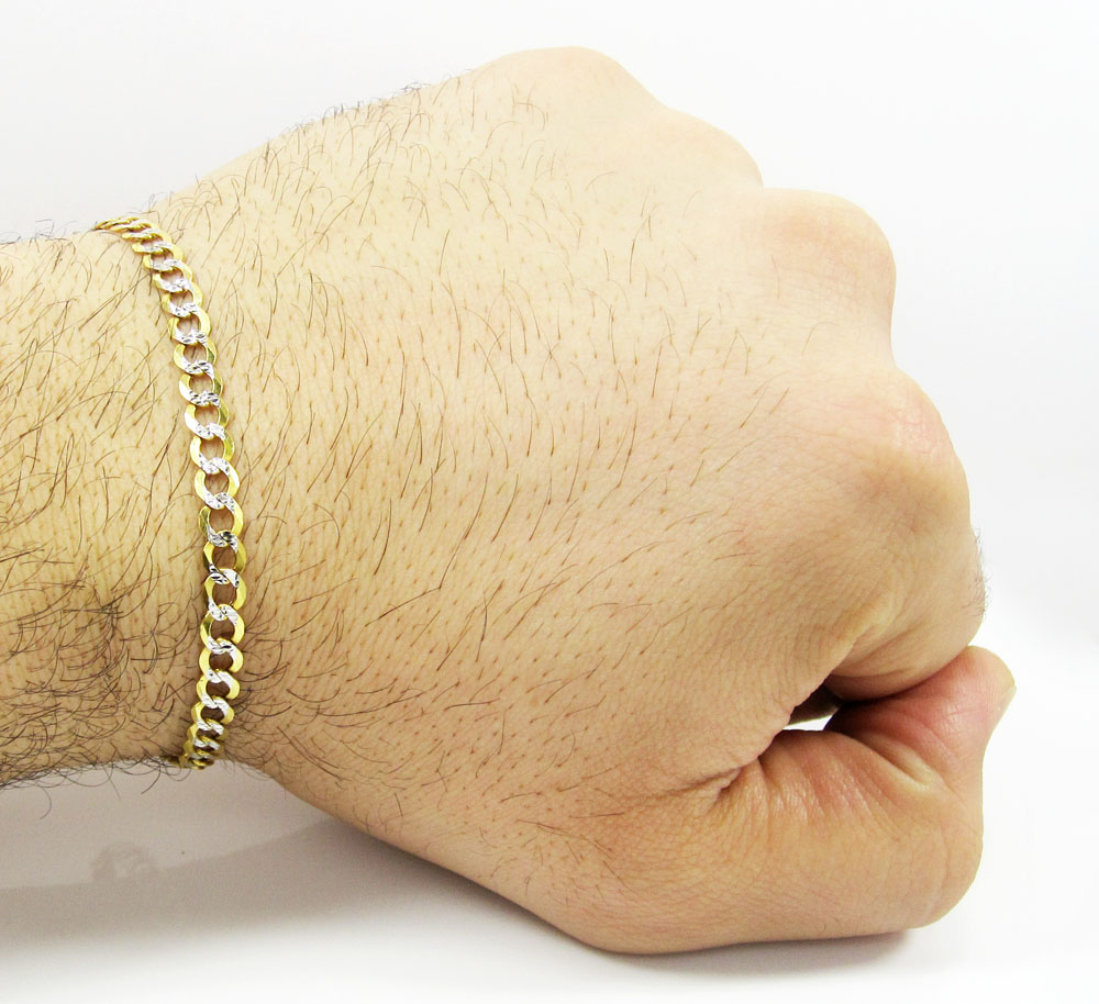 10k yellow gold diamond cut cuban bracelet 8 inch 5mm 