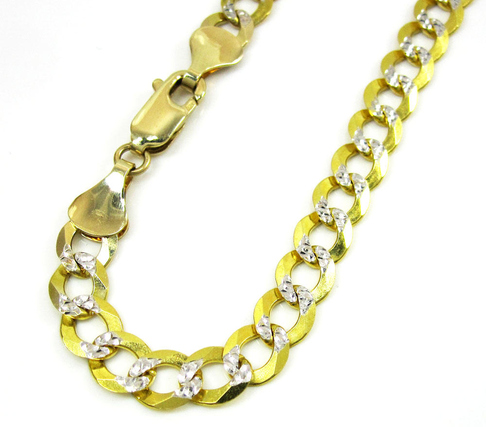 10k yellow gold diamond cut cuban bracelet 8.25 inch 5.75mm 