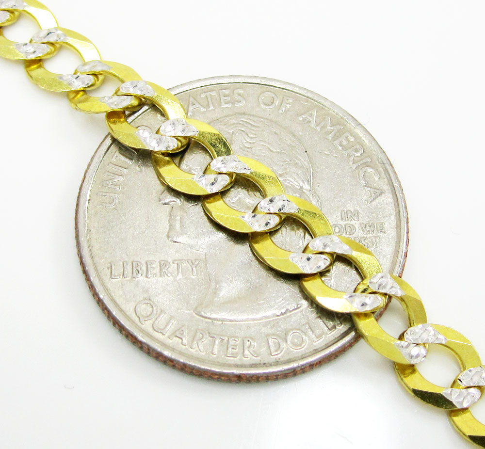 10k yellow gold diamond cut cuban bracelet 8.25 inch 5.75mm 