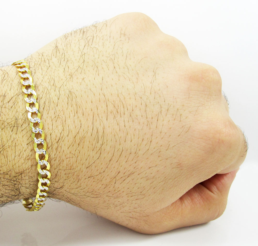 10k yellow gold diamond cut cuban bracelet 8.25 inch 5.75mm 