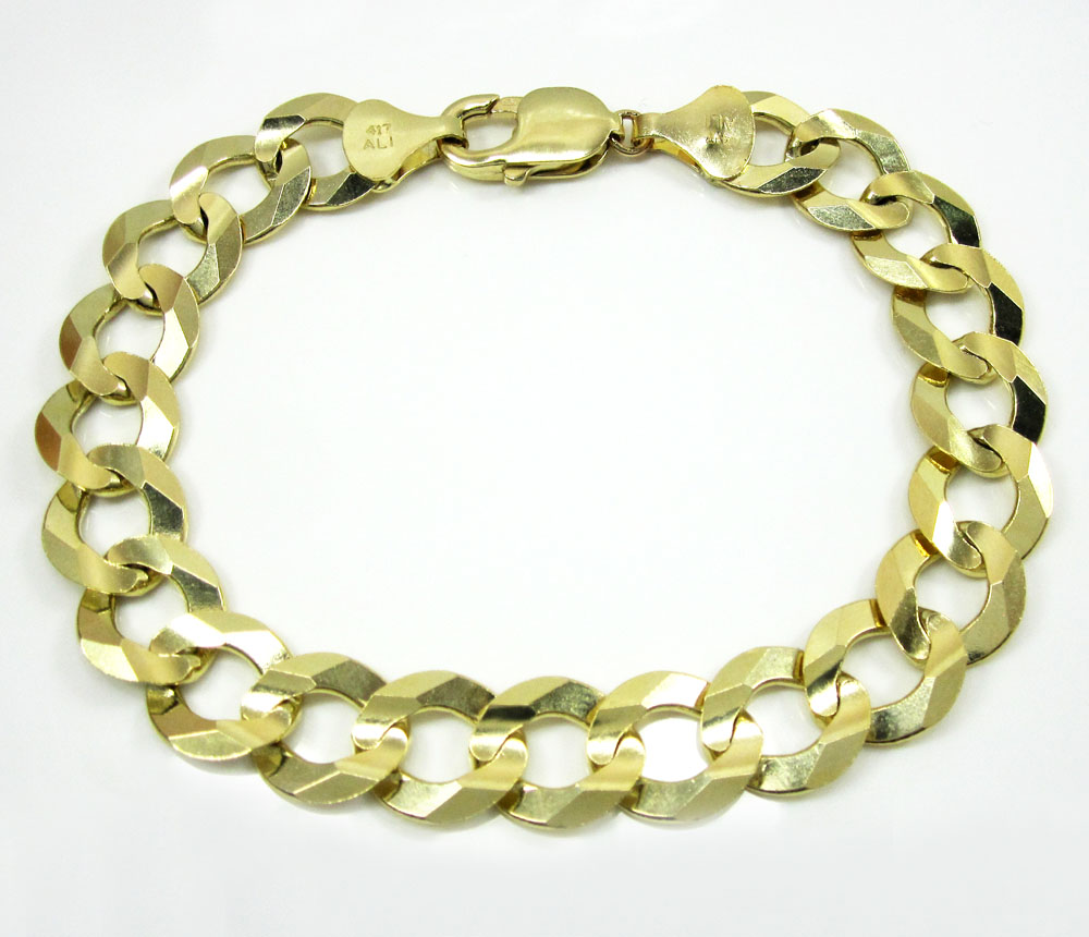10k yellow gold large cuban bracelet 8.75