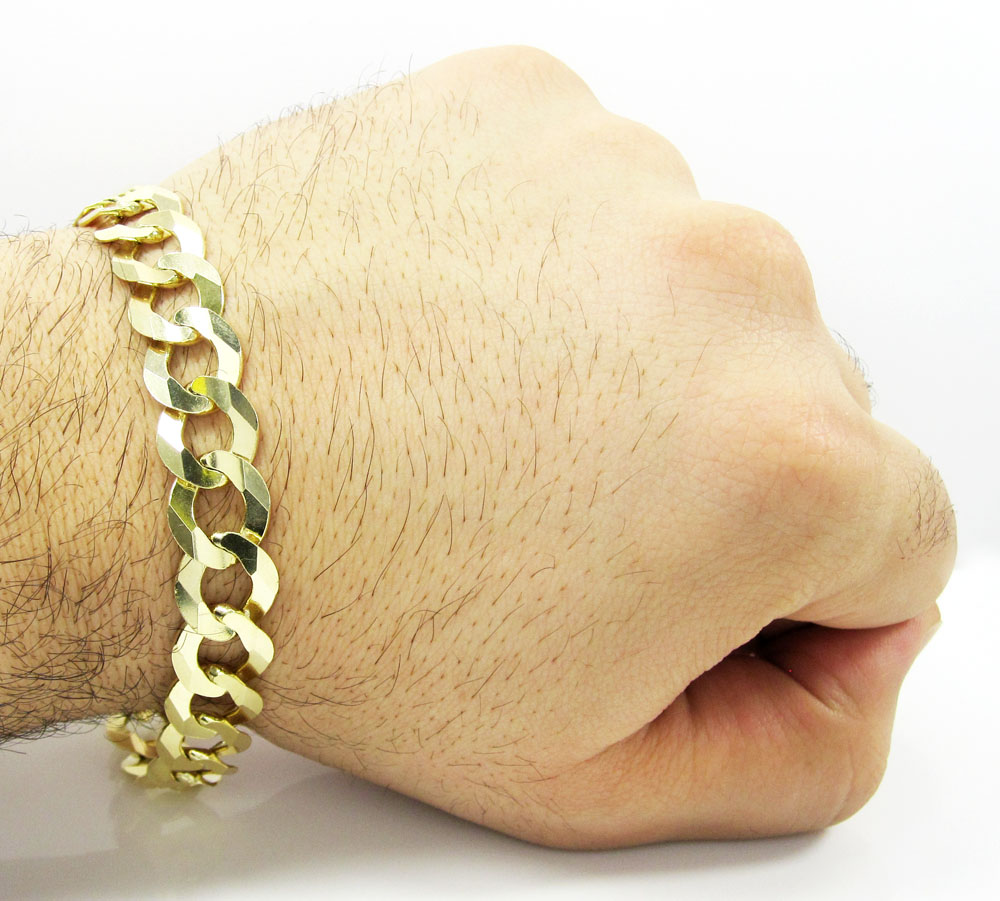 10k yellow gold large cuban bracelet 8.75