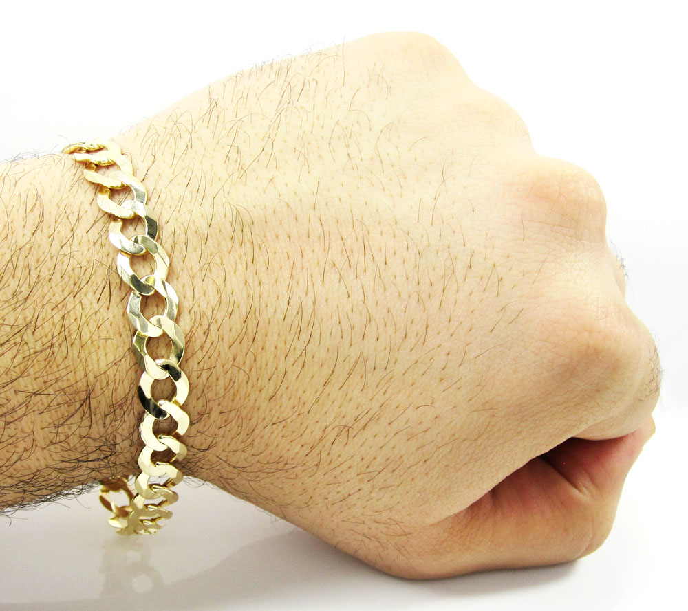 10k yellow gold cuban bracelet 9 inch 9.50mm 