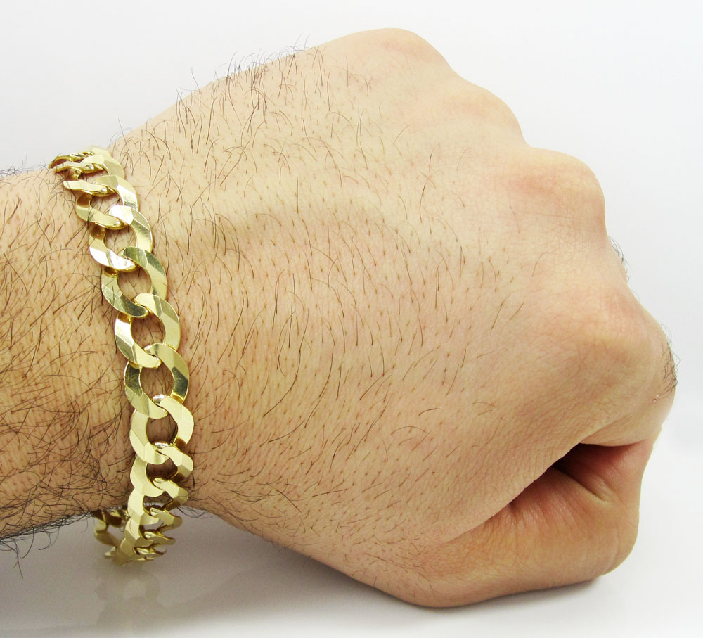 10k yellow gold cuban bracelet 9 inch 11.50mm 