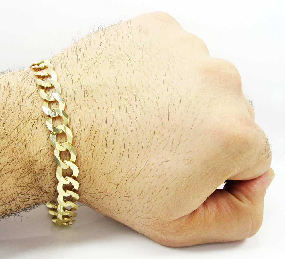 10k yellow gold cuban bracelet 9.25 inch 9.85mm - Image 4