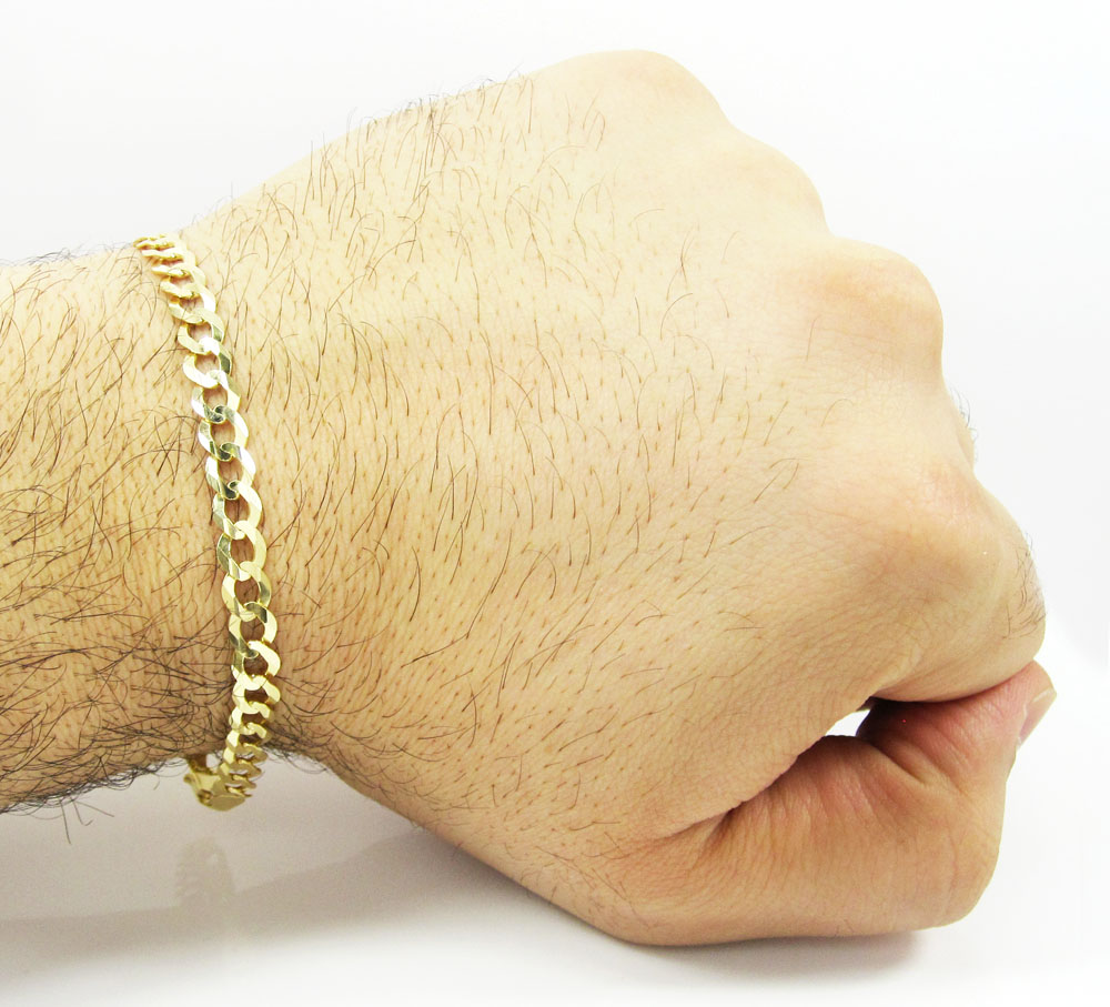 10k yellow gold solid cuban bracelet 8.50 inch 5.75mm 