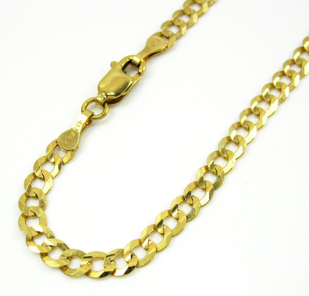 10k yellow gold cuban bracelet 8 inch 3.65mm - Image 2