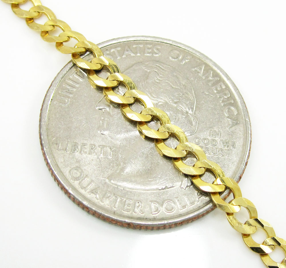 10k yellow gold cuban bracelet 8 inch 3.65mm - Image 3