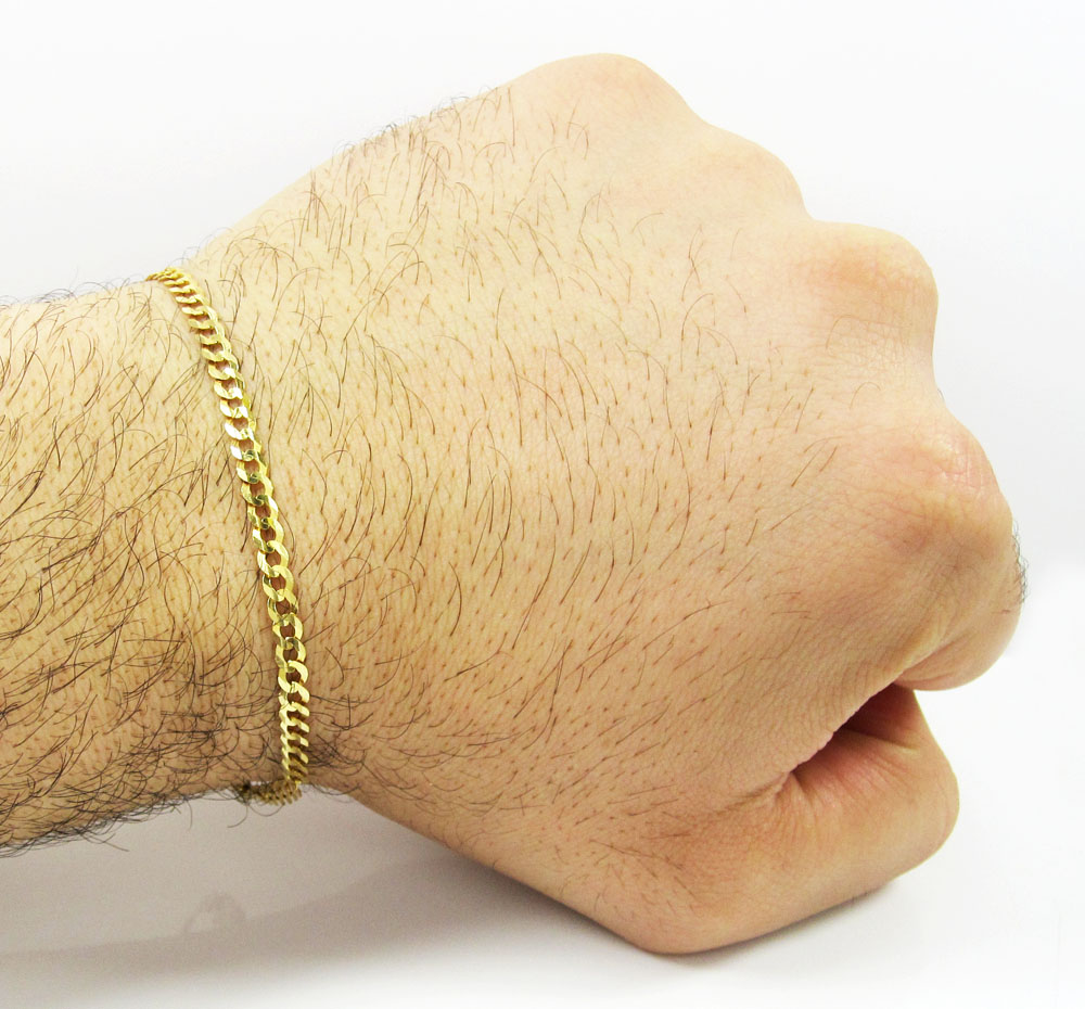 10k yellow gold cuban bracelet 8 inch 3.65mm - Image 4