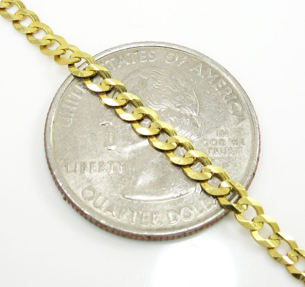 10k yellow gold cuban bracelet 8 inch 3.2mm  - Image 3