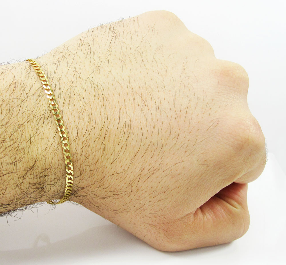 10k yellow gold cuban bracelet 8 inch 3.2mm  - Image 4