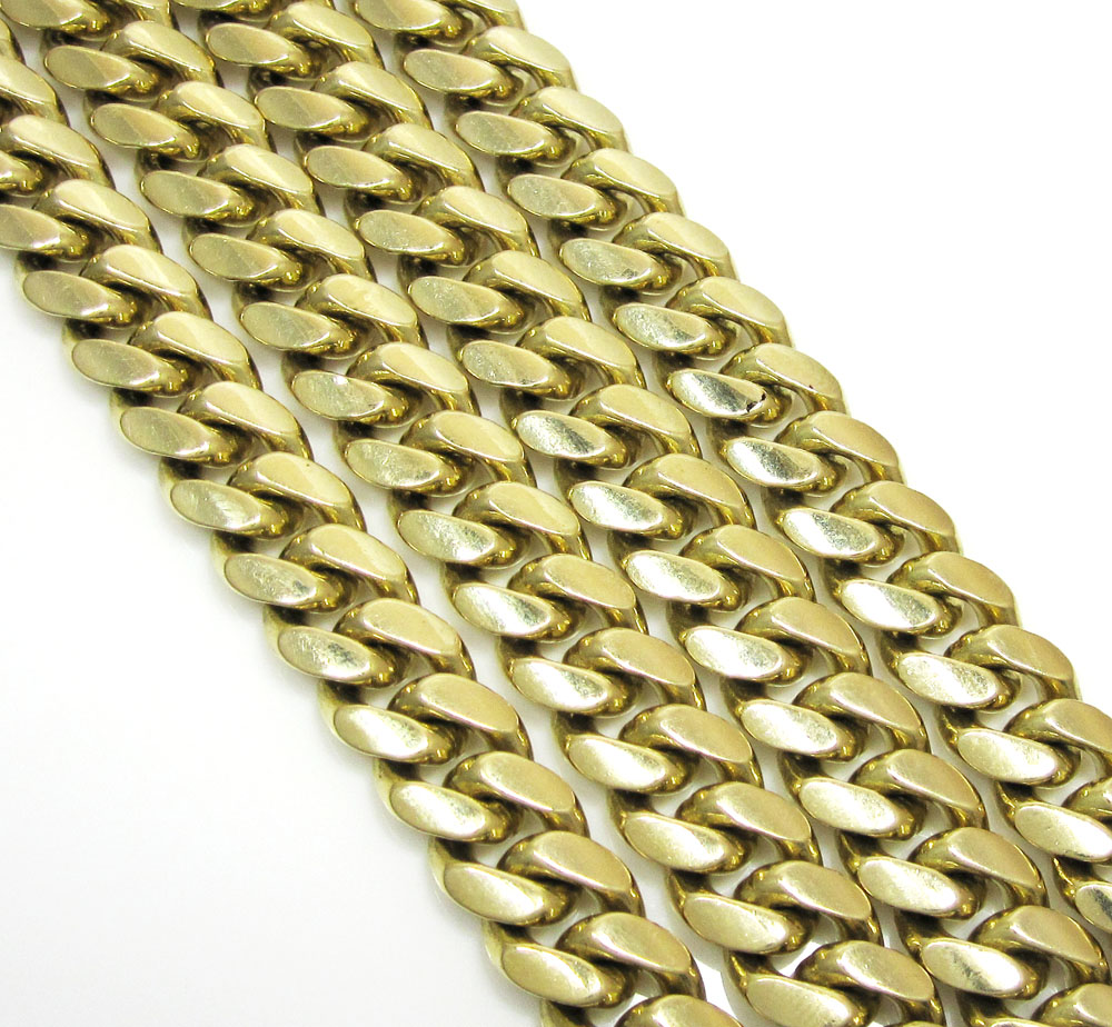14k yellow gold solid thick miami link chain 20-30 inch 9.5mm - Image 2