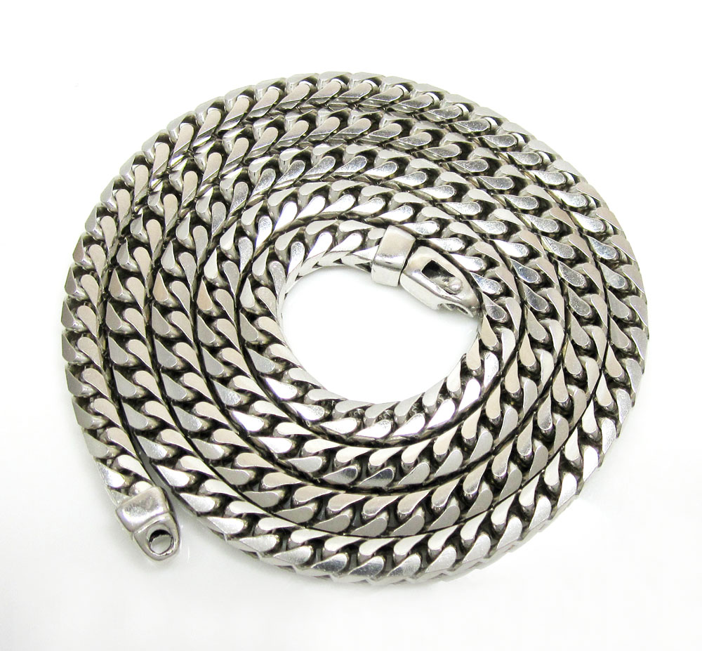 14k white gold solid tight franco link chain 22-40 inch 4.3mm