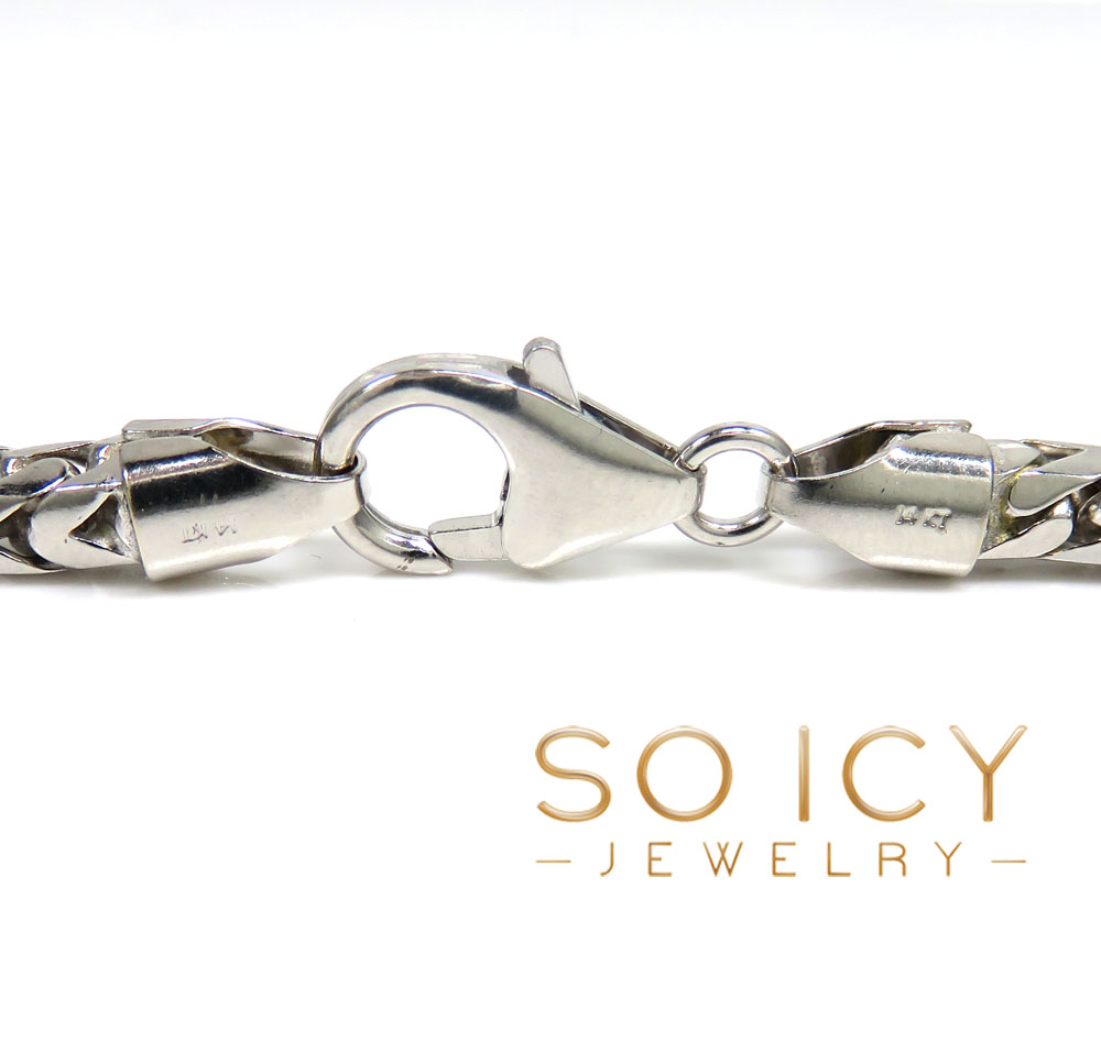 14k white gold solid tight franco link chain 22-40 inch 4.3mm