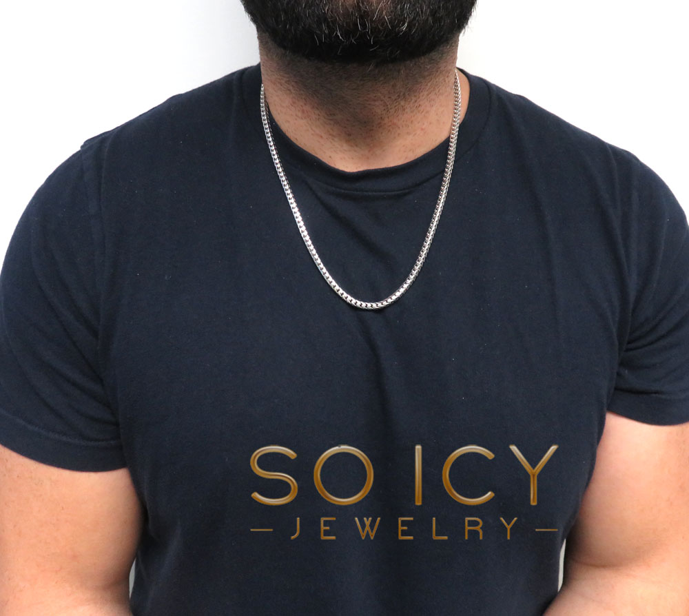 14k white gold solid tight franco link chain 22-40 inch 4.3mm - Image 7