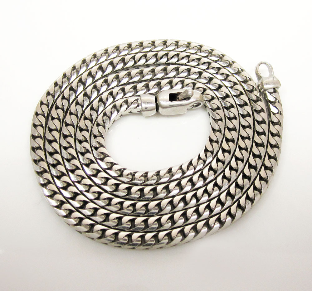 14k white gold solid tight franco link chain 20-30 inch 3mm