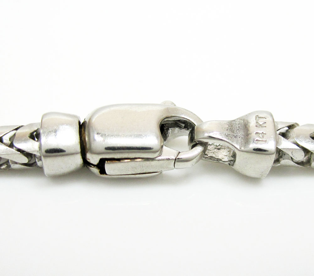 14k white gold solid tight franco link chain 20-30 inch 3mm