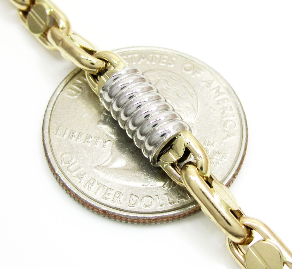 14k two tone gold fancy anchor link chain 22-24 inch 5-6mm - Image 3