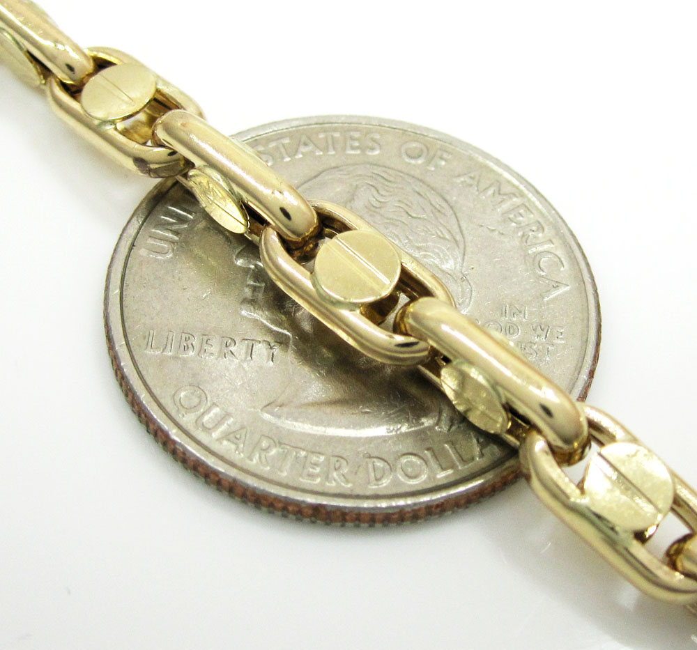 14k two tone gold fancy anchor link chain 22-24 inch 5-6mm