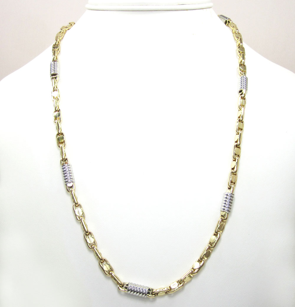 14k two tone gold fancy anchor link chain 22-24 inch 5-6mm - Image 7