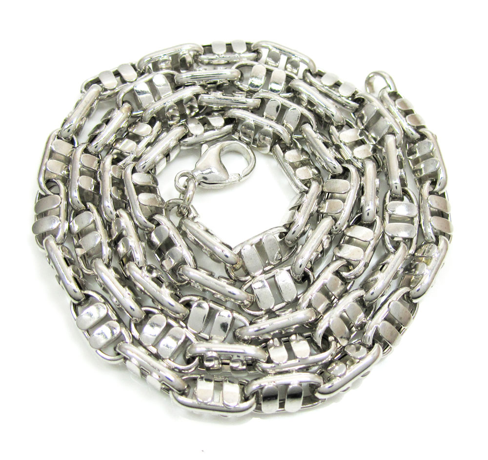 14k white gold fancy anchor link chain 20-24 inch 4.7mm - Image 2