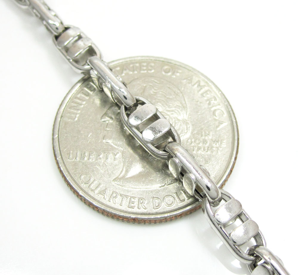 14k white gold fancy anchor link chain 20-24 inch 4.7mm