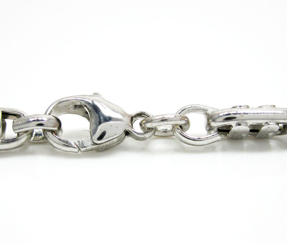 14k white gold fancy anchor link chain 20-24 inch 4.7mm