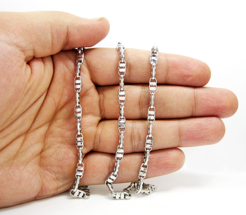 14k white gold fancy anchor link chain 20-24 inch 4.7mm - Image 5