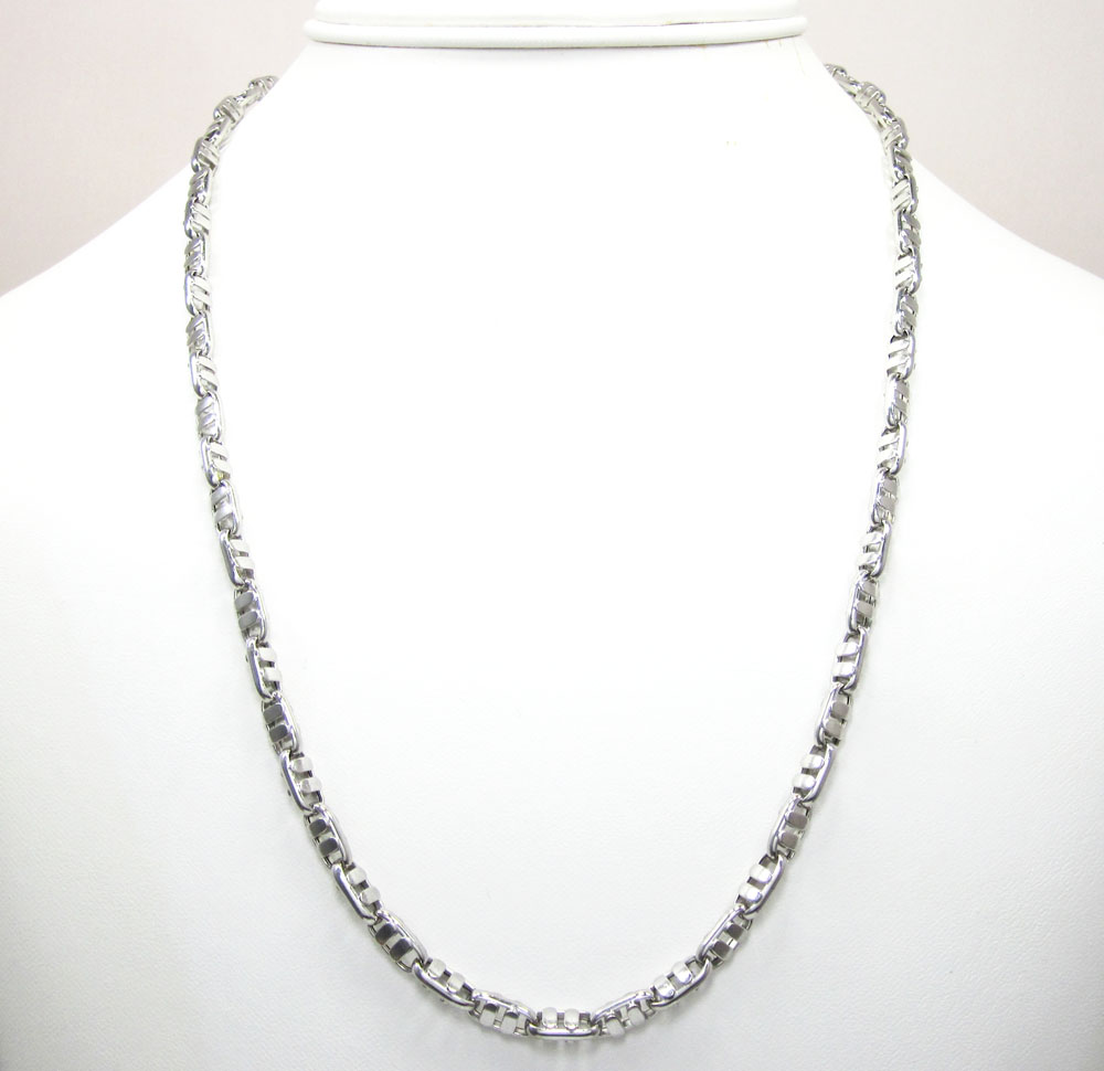14k white gold fancy anchor link chain 20-24 inch 4.7mm