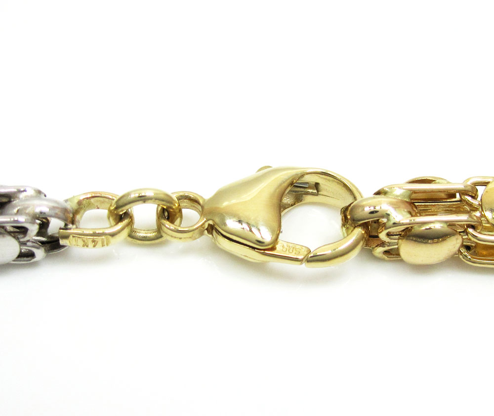 14k two tone gold fancy box link chain 22-26 inch 5.5mm