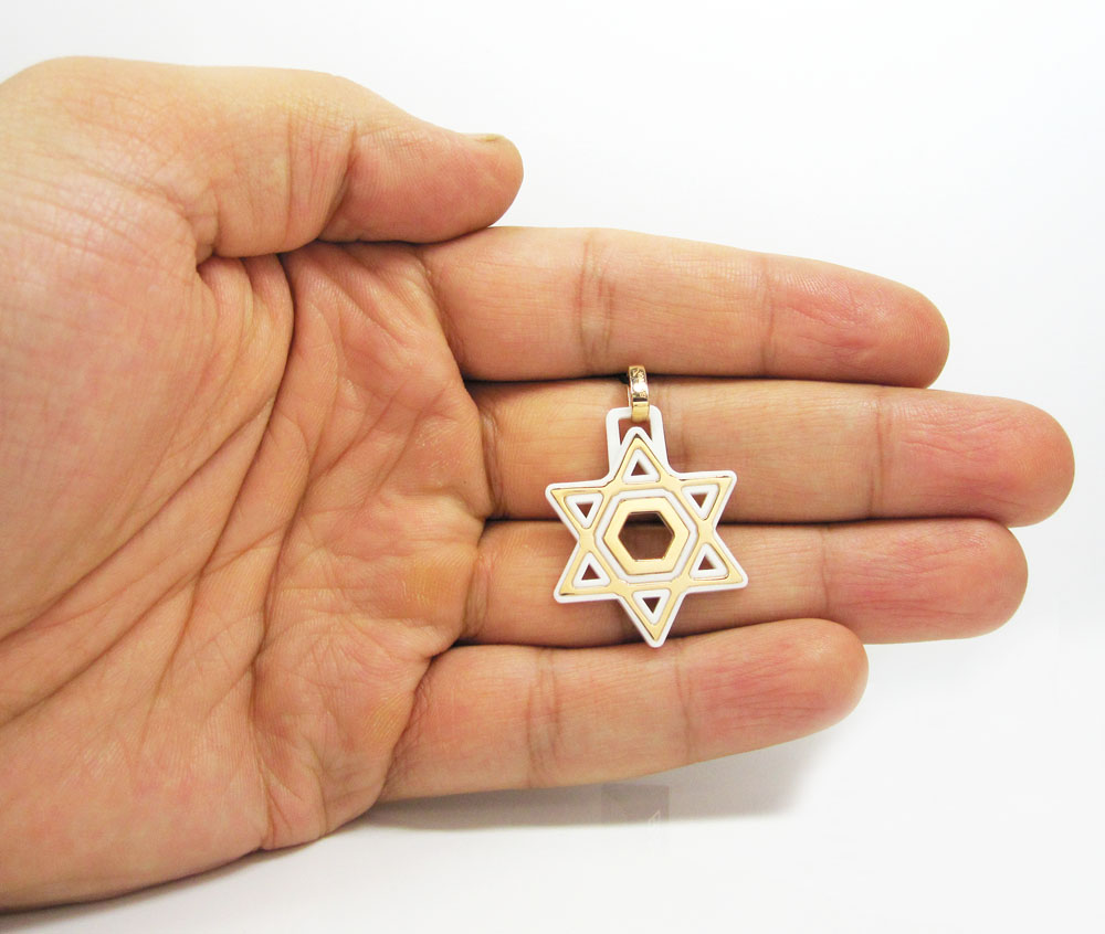 Baraka 18k rose gold white ceramic jewish star of david pendant - Image 4