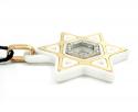 Baraka 18k rose gold white ceramic jewish star of david diamond pendant 0.18ct