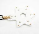 Baraka 18k rose gold white ceramic jewish star of david diamond pendant 0.18ct