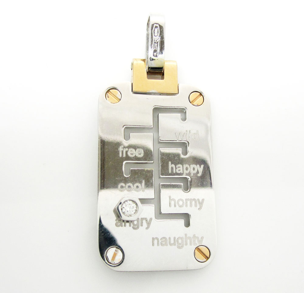 Mens baraka 18k solid rose & white gold mood & day diamond pendant 0.34ct - Image 2