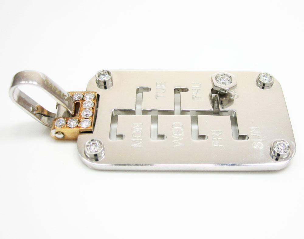 Mens baraka 18k solid rose & white gold mood & day diamond pendant 0.34ct - Image 3