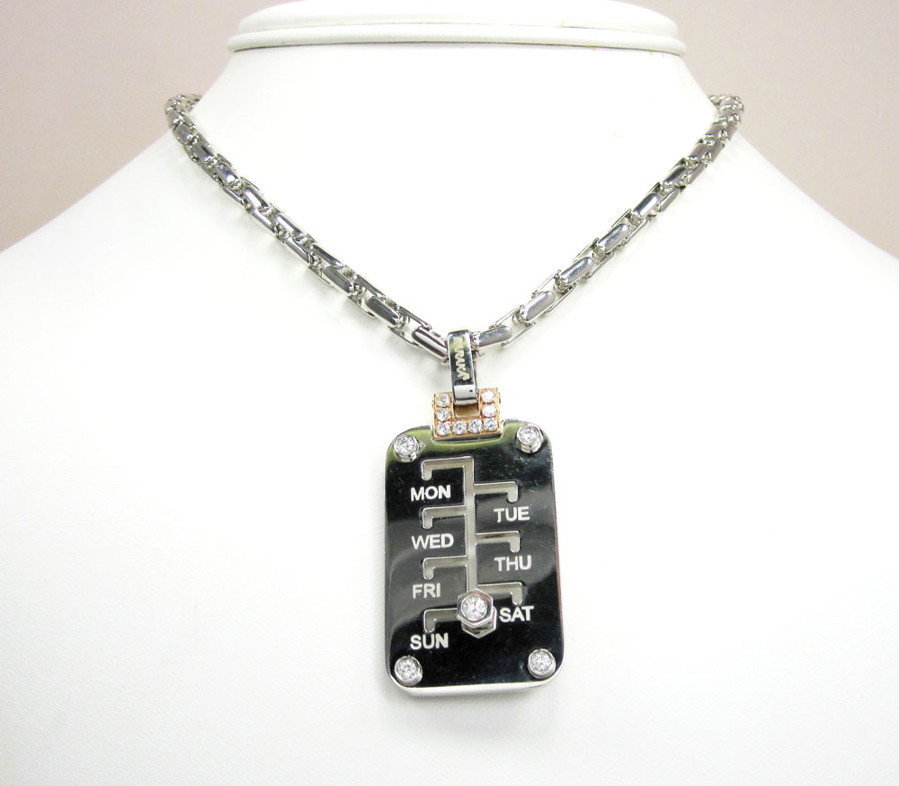 Mens baraka 18k solid rose & white gold mood & day diamond pendant 0.34ct