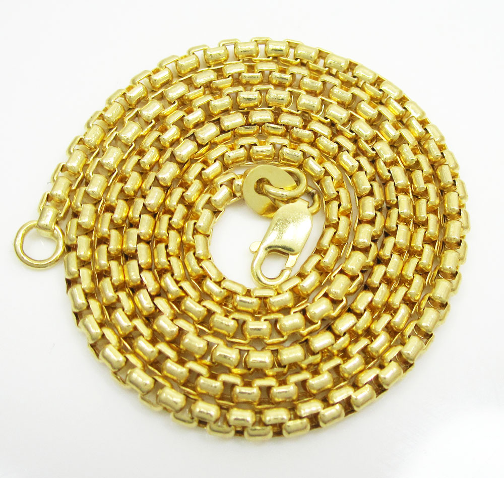14k yellow gold solid box link chain 16-22 inch 2.5mm