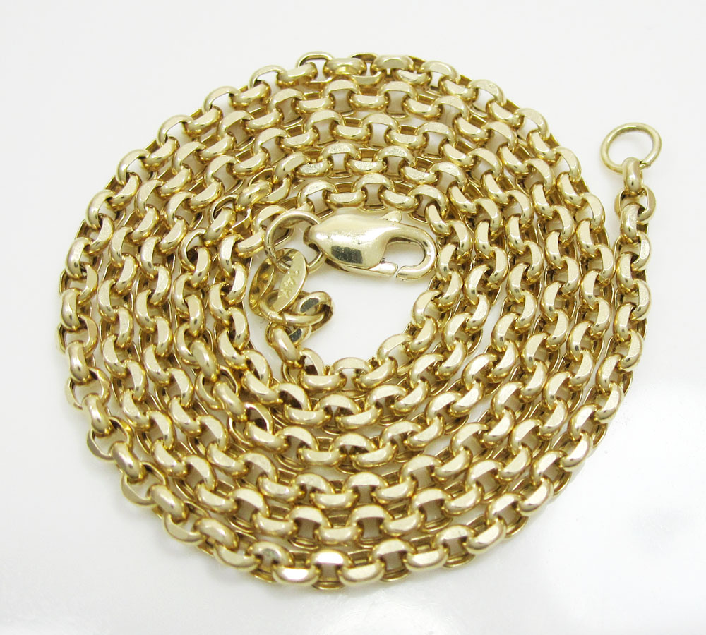 14k yellow gold solid circle link chain 16-30 inch 2.5mm